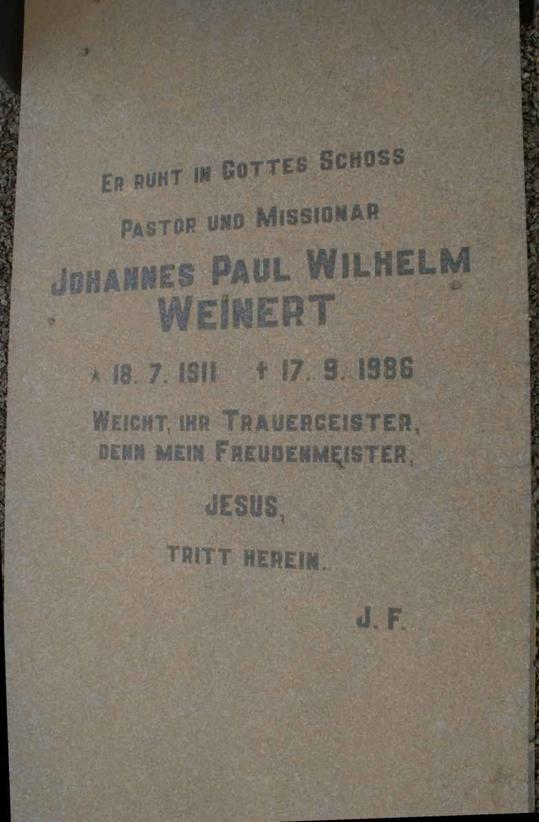 WEINERT Johannes Paul Wilhelm 1911-1986