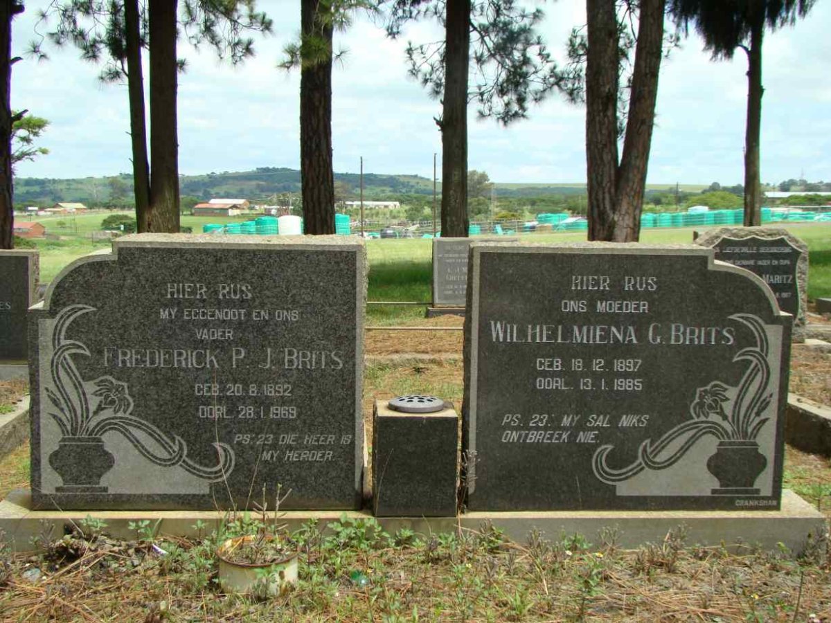 BRITS Frederick P.J. 1892-1969 &amp; Wilhelmiena 1897-1985