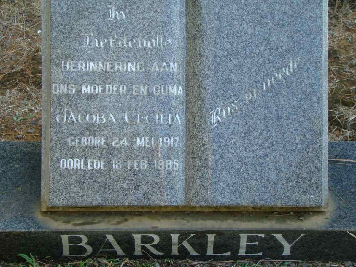BARKLEY Jacoba Cecilia 1917-1985