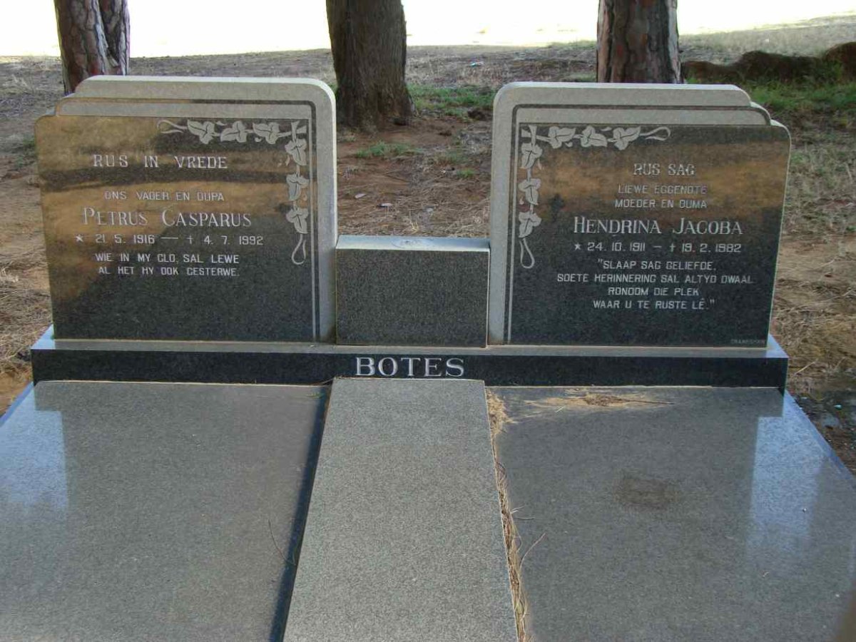 BOTES Petrus Casparus 1916-1992 &amp; Hendrina Jacoba 1911-1982