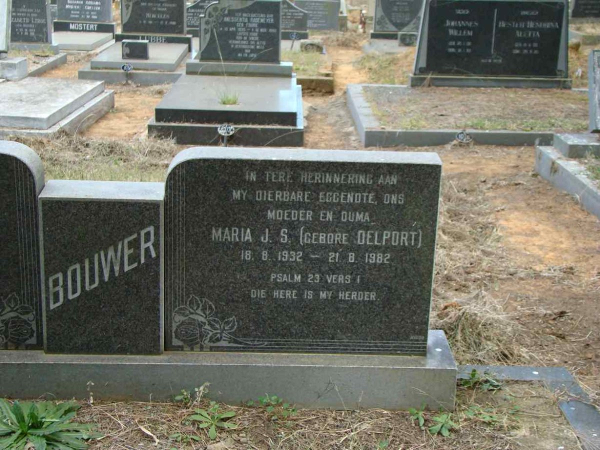 BOUWER Maria J.S. nee DELPORT 1932-1982