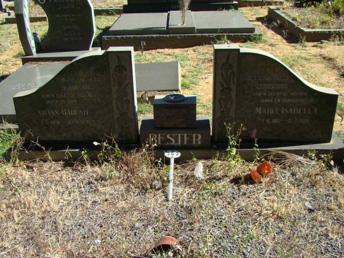 BESTER Vivian Barend 1906-1971 &amp; Maria Isabella 1915-1999