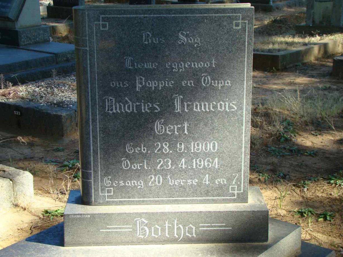 BOTHA Andries Francois Gert 1900-1964