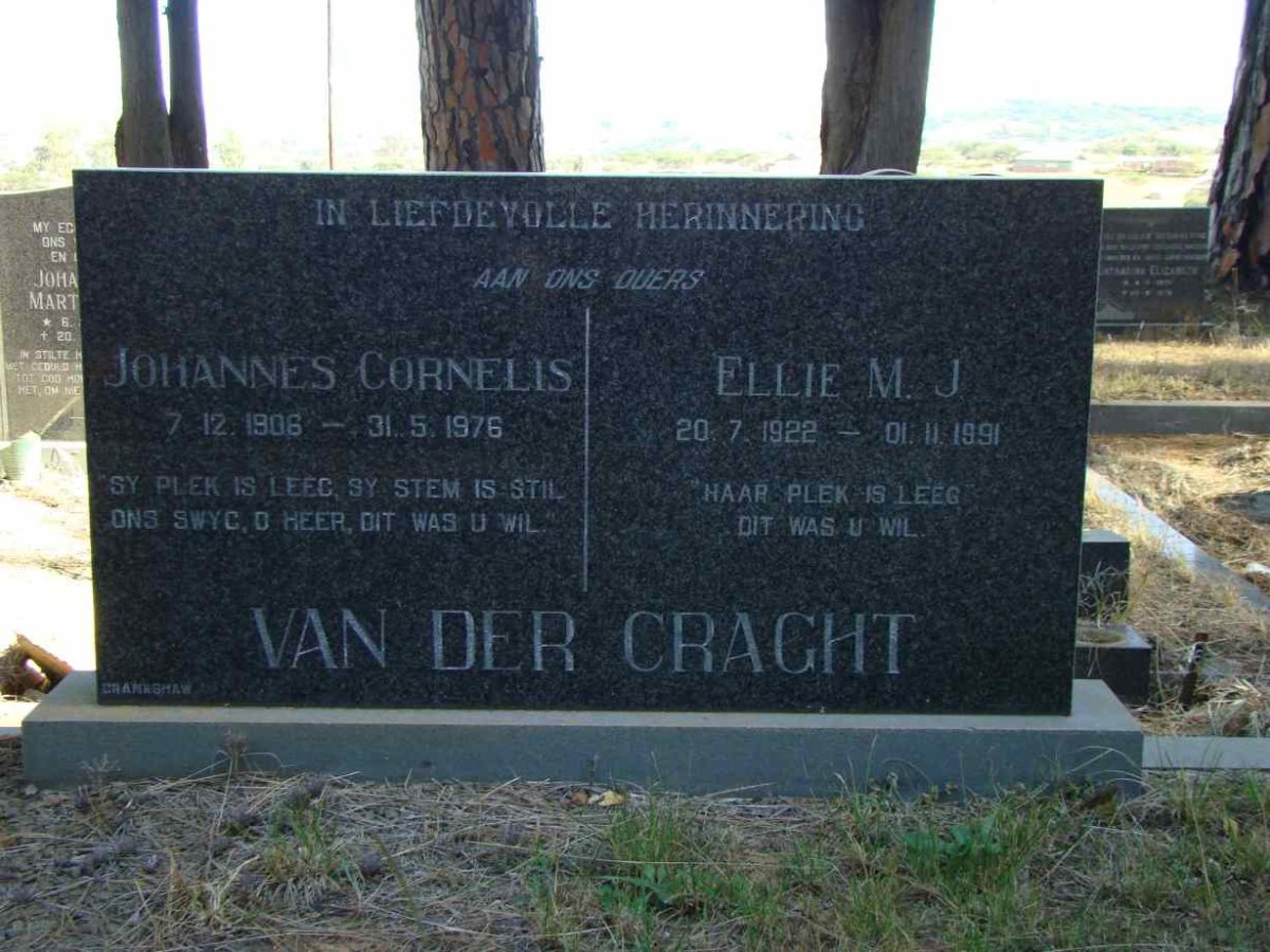CRAGHT Johannes Cornelis, van der 1906-1976 &amp; Ellie M.J. 1922-1991