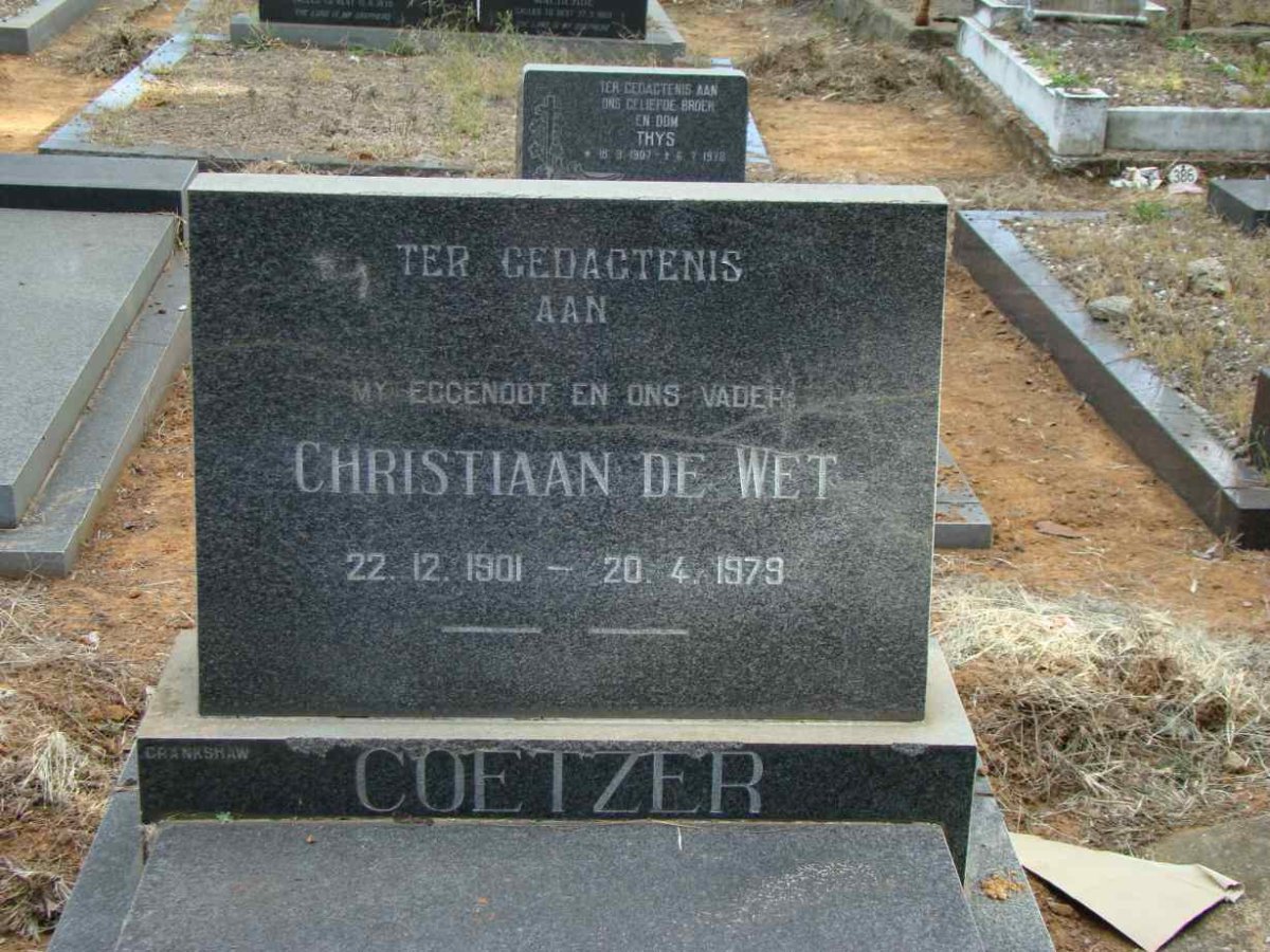 COETZER Christiaan de Wet 1901-1979