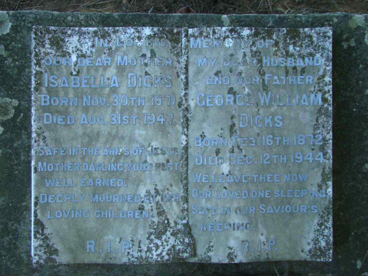 DICKS George William 1872-1944 &amp; Isabella 1871-1947