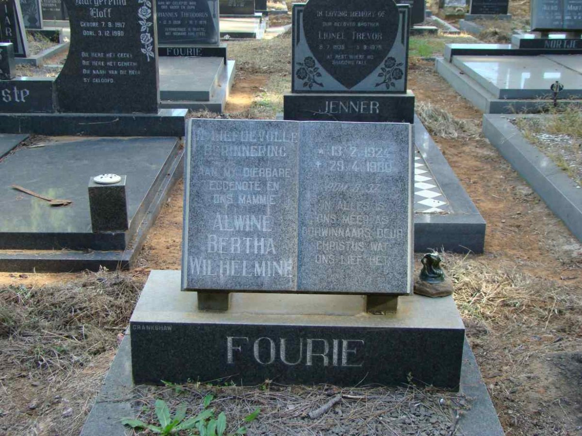 FOURIE Alwine Bertha Wilhelmine 1924-1980