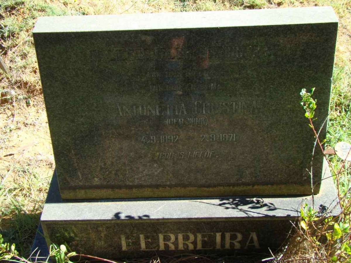 FERREIRA Antonetta Christina nee WINK 1892-1971