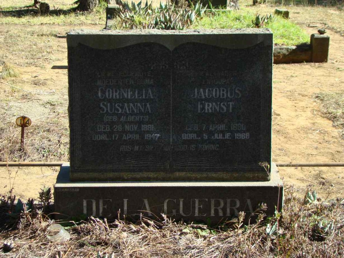 GUERRA Jacobus Ernst, de la 1880-1968 &amp; Cornelia Susanna ALBERTS 1881-1947