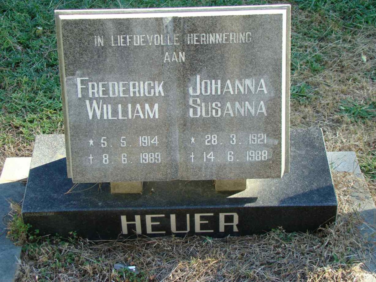 HEUER Frederick William 1914-1989 &amp; Johanna Susanna 1921-1988