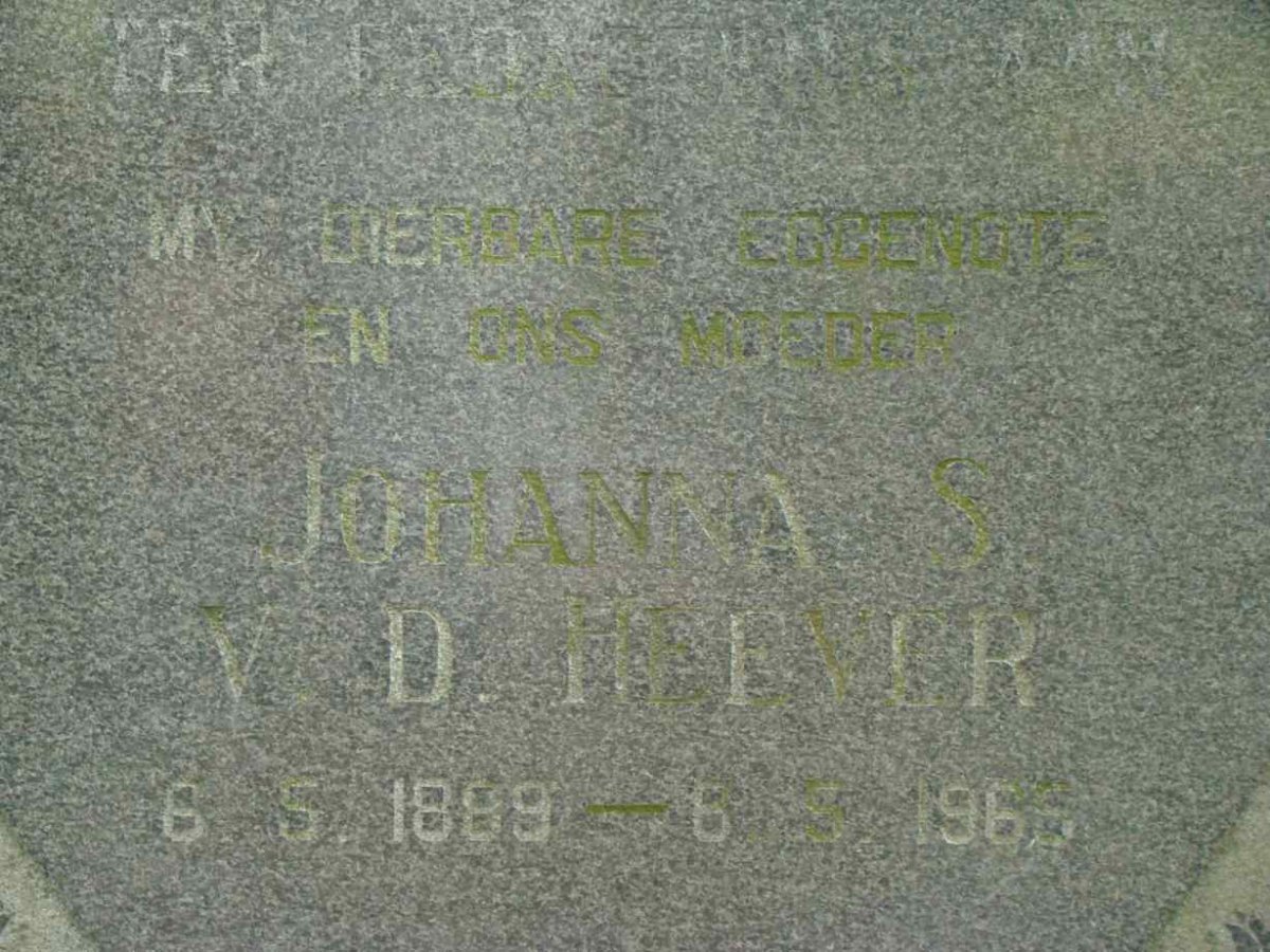 HEEVER Johanna S., v.d. 1889-1965