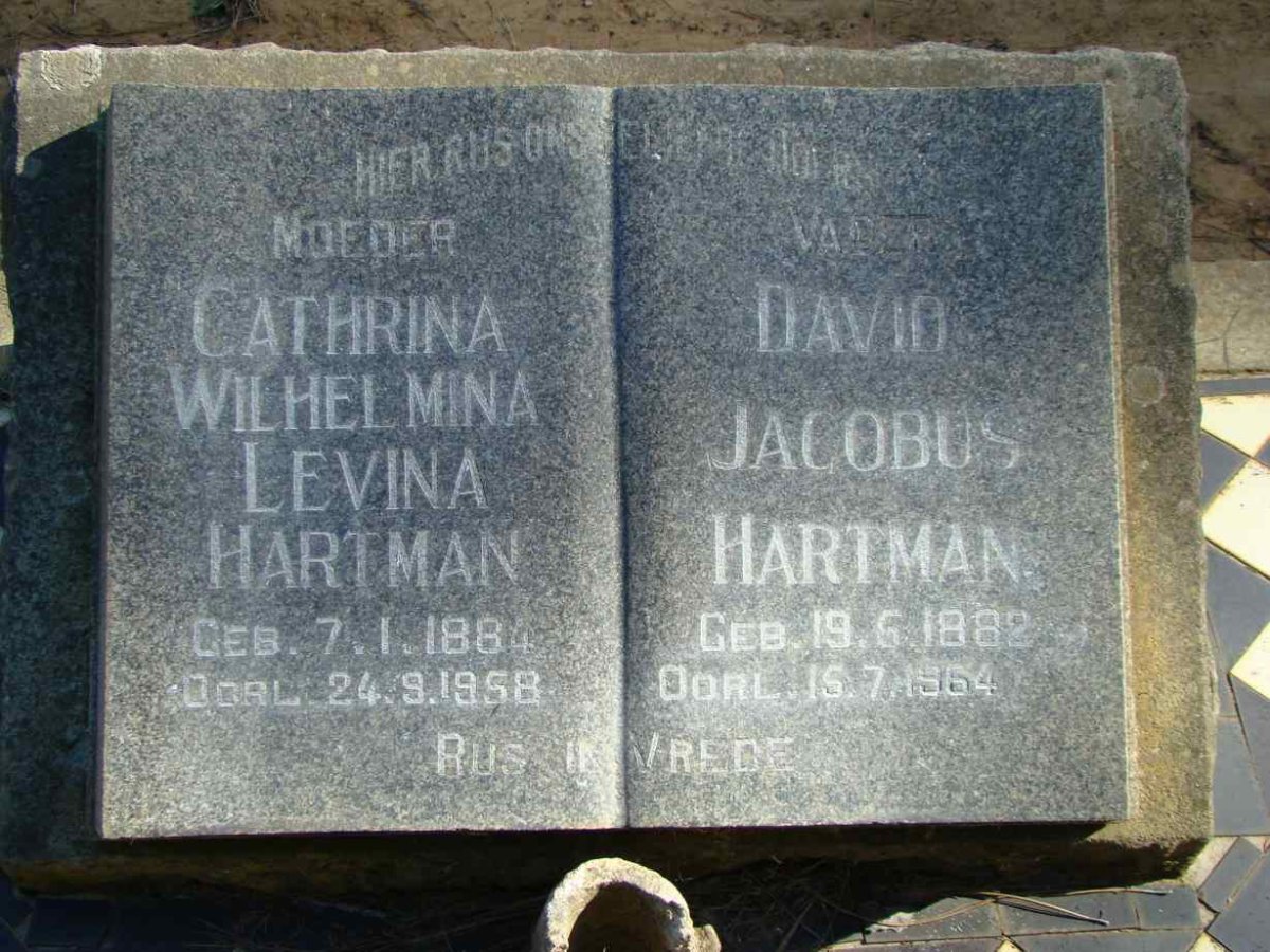 HARTMAN David Jacobus 1882-1964 &amp; Cathrina Wilhelmina Levina 1884-1958