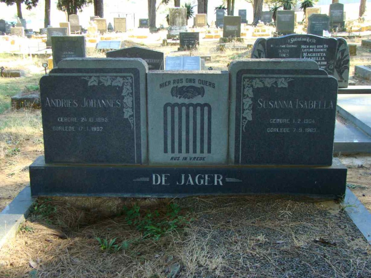 JAGER Andries Johannes, de 1895-1962 &amp; Susanna Isabella 1904-1963