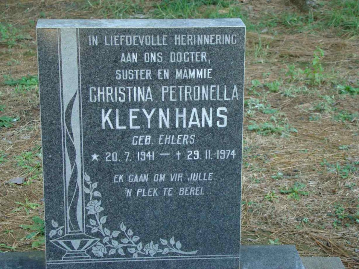 KLEYNHANS Christina Petronella nee EHLERS 1941-1974