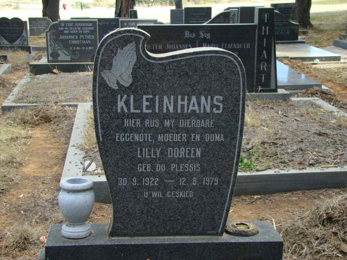 KLEINHANS Lilly Doreen nee DU PLESSIS 1922-1979