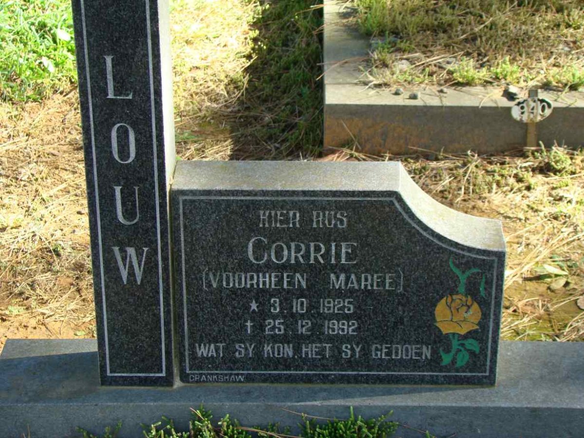 LOUW Corrie formerly MAREE 1925-1992