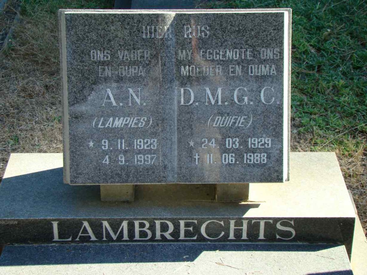 LAMBRECHTS A.N. 1923-1997 &amp; D.M.G.C. 1929-1988