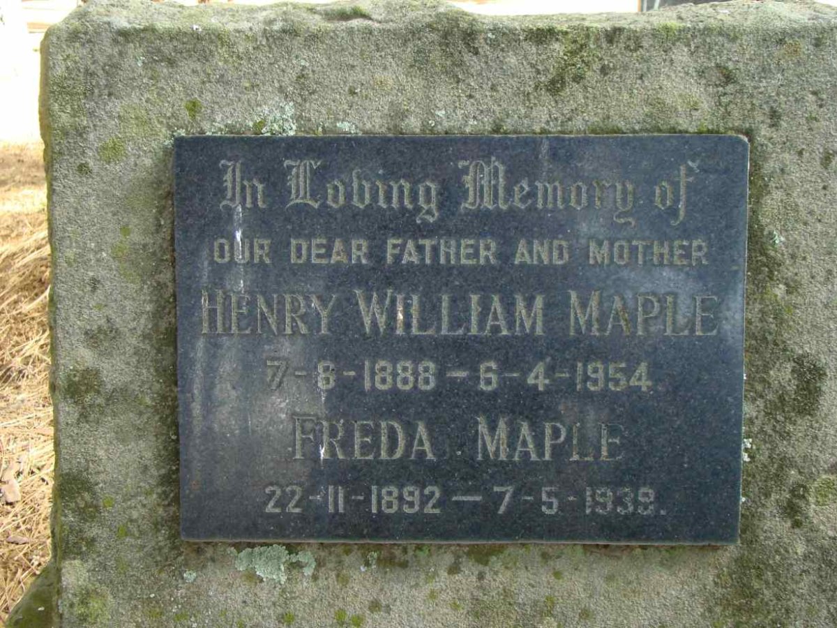 MAPLE Henry William 1888-1954 &amp; Freda 1892-1939