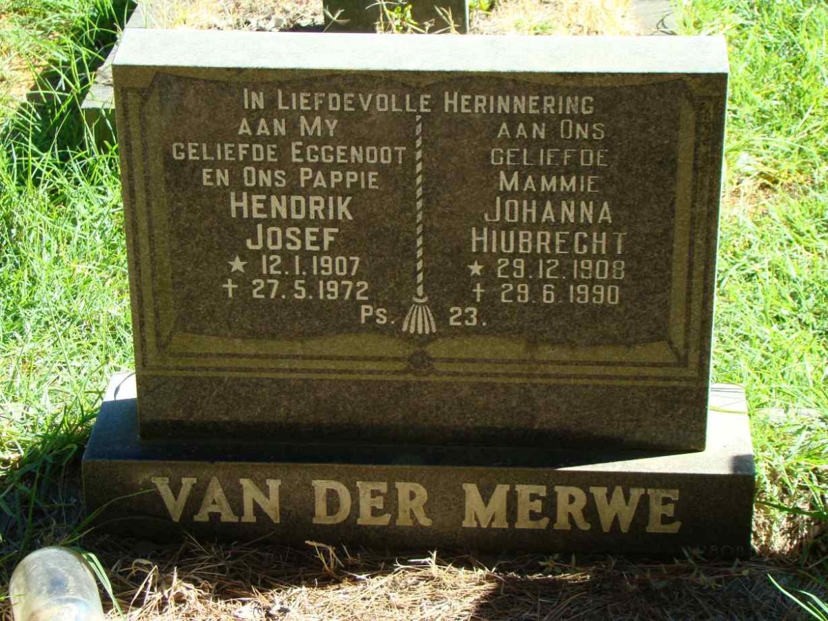 MERWE Hendrik Josef 1907-1972 &amp; Johanna Huibrecht 1908-1990