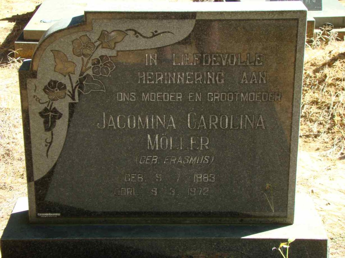 MOLLER Jacomina Carolina nee ERASMUS 1883-1972