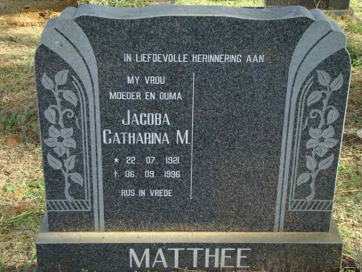 MATTHEE Jacoba Catharina M. 1921-1996