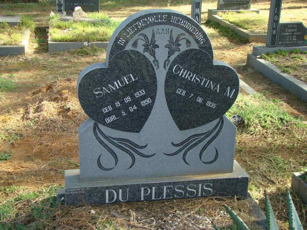 PLESSIS Samuel, du 1933-1990 &amp; Christina M. 1935-