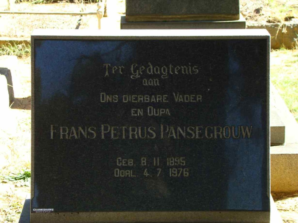 PANSEGROUW Frans Petrus 1895-1976
