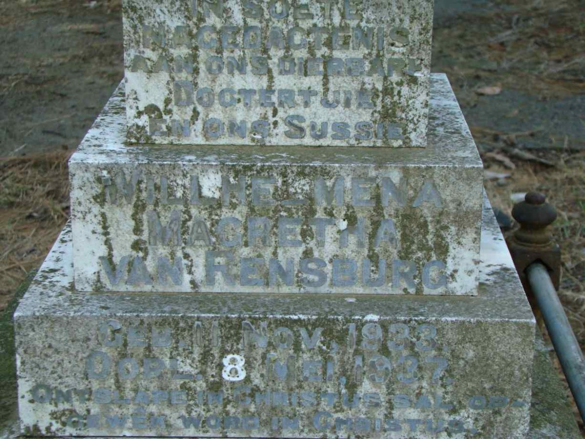 RENSBURG Wilhelmina Magretha, van 1933-1937