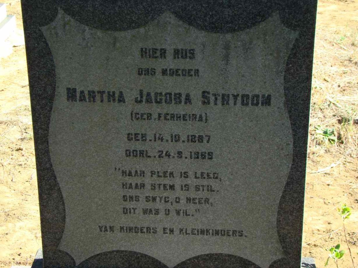 STRYDOM Martha Jacoba nee FERREIRA 1887-1969