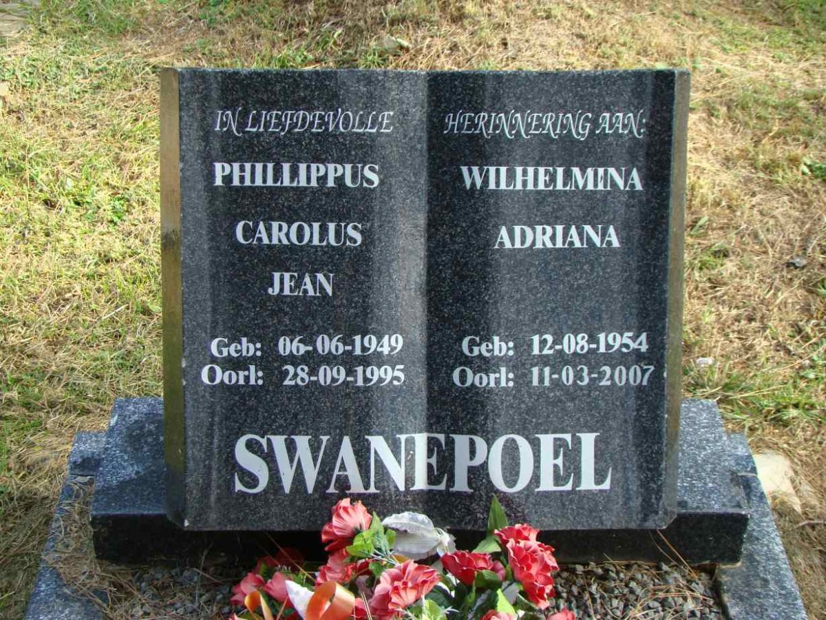 SWANEPOEL Phillippus Carolus Jean 1949-1995 &amp; Wilhelmina Adriana 1954-2007