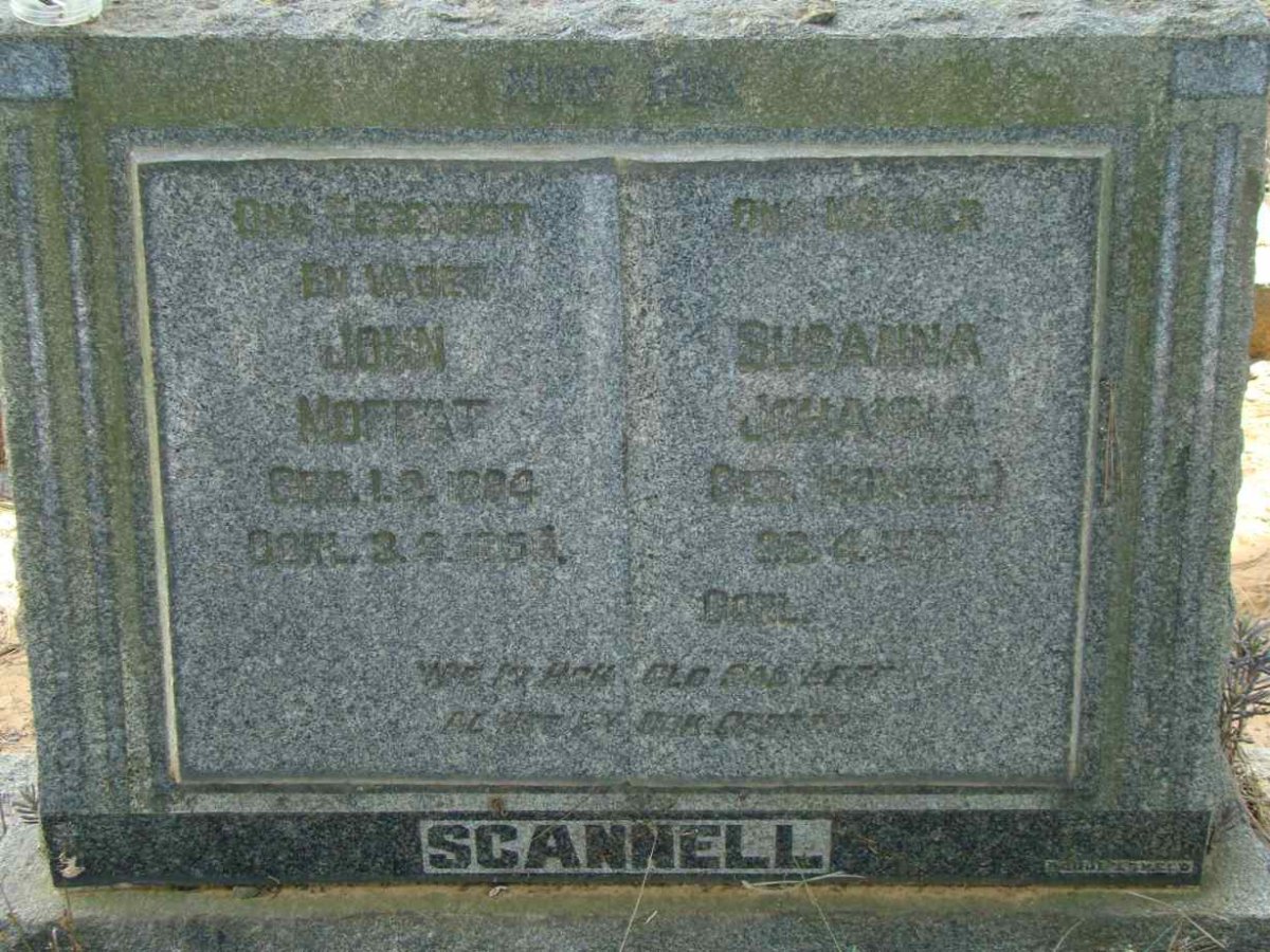 SCANNELL John Moffat 1884-1954 &amp; Susanna Johanna