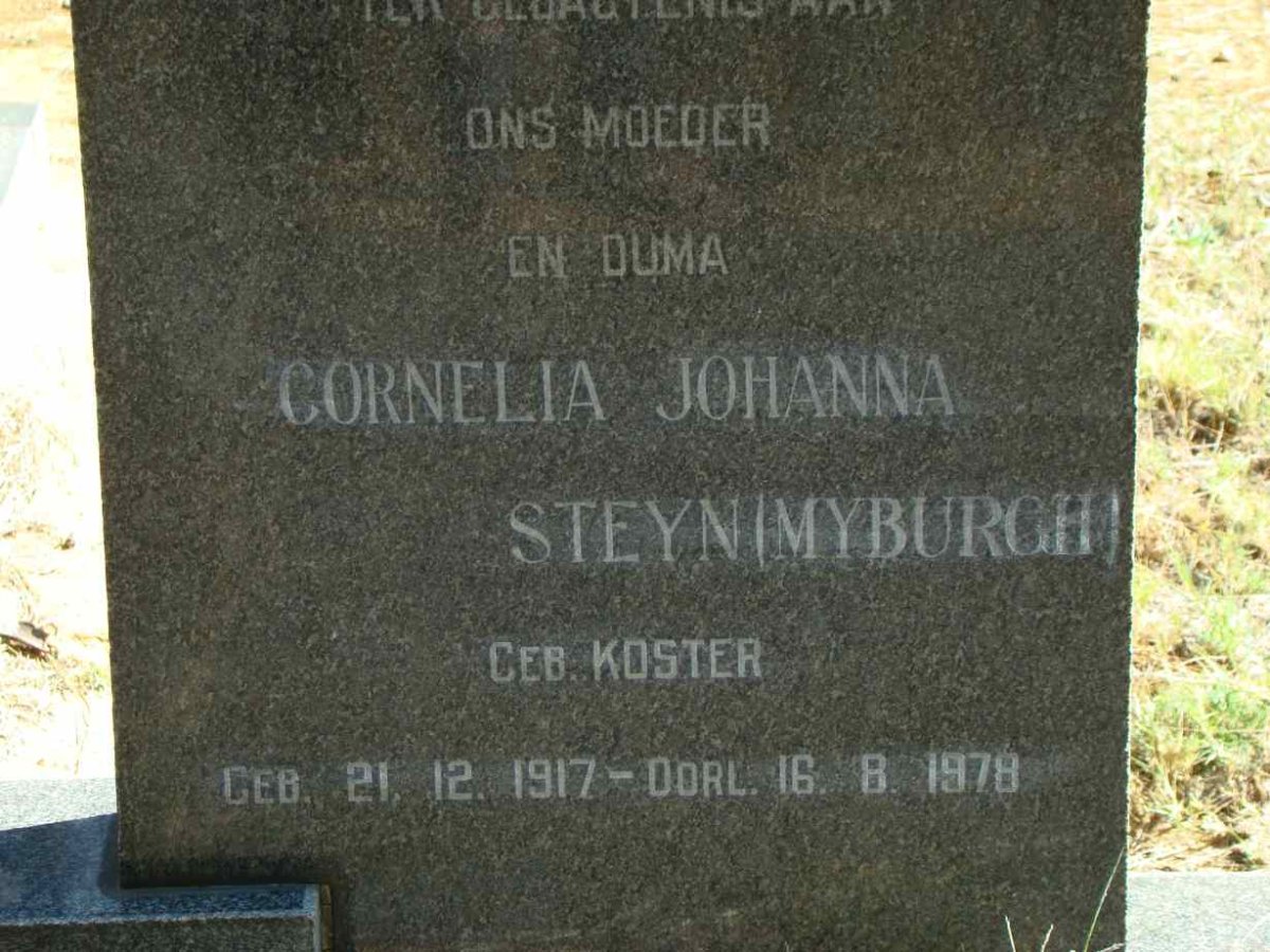 STEYN Cornelia Johanna formerly MYBURGH nee KOSTER 1917-1978