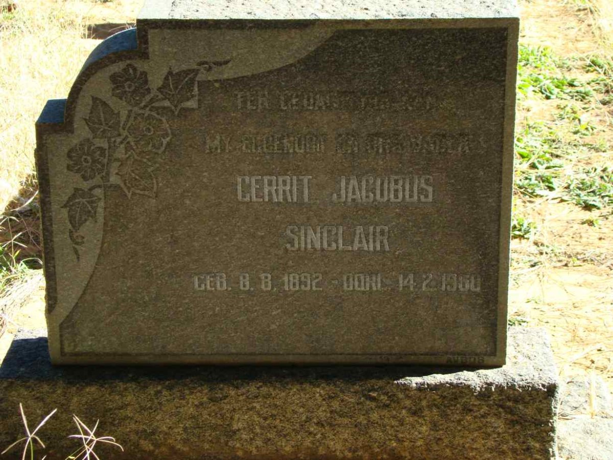 SINCLAIR Gerrit Jacobus 1892-1960