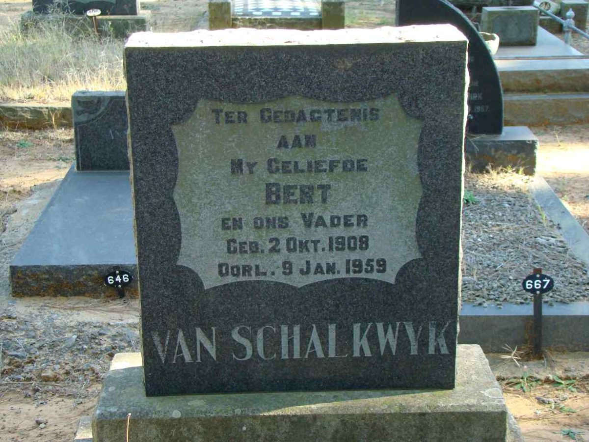 SCHALKWYK Bert, van 1908-1959