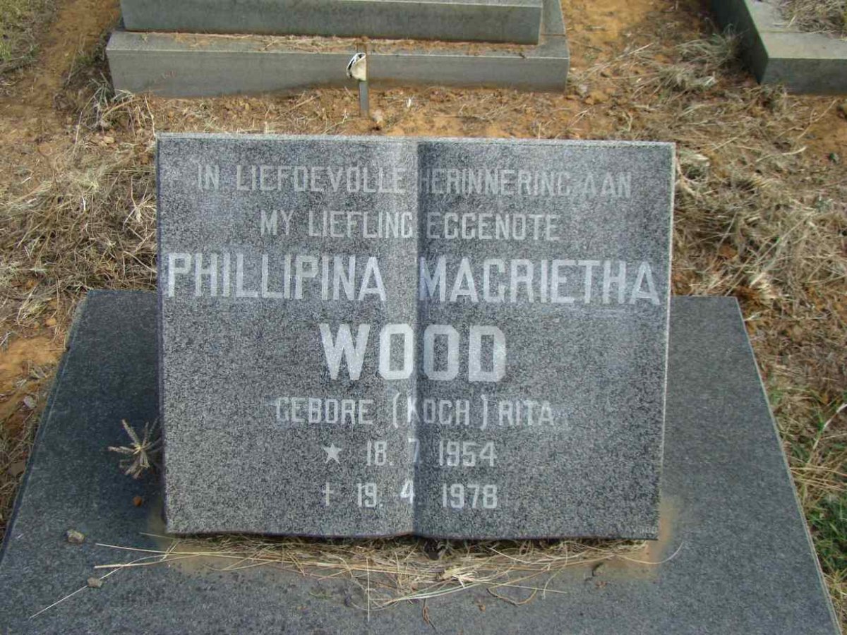WOOD Phillipina Magrietha nee KOCH 1954-1978