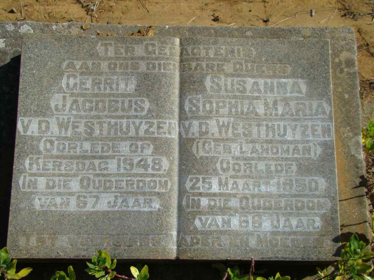 WESTHUYZEN Gerrit Jacobus, van der -1948 &amp; Susanna Sophia Maria LANDMAN -1950