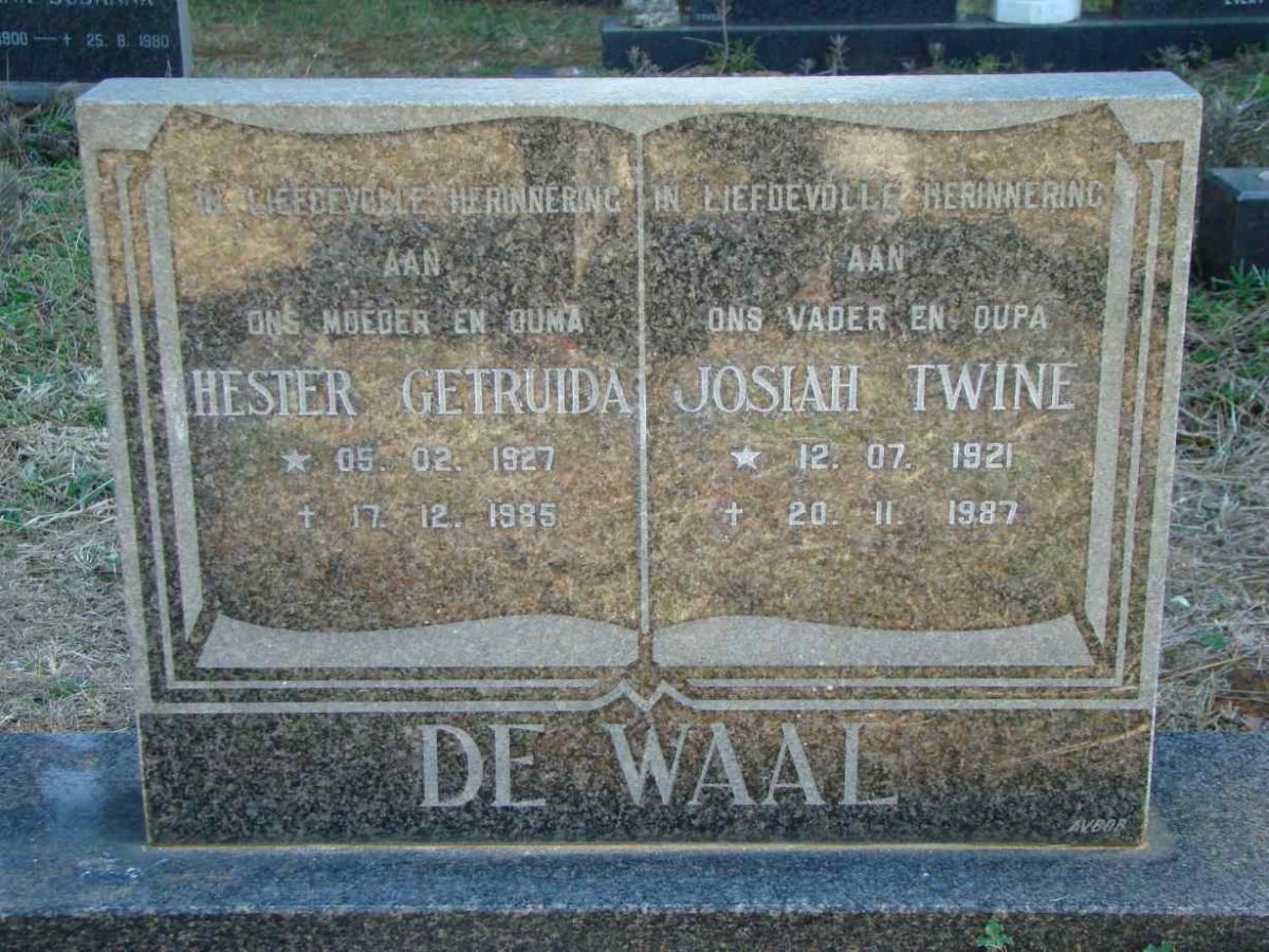 WAAL Joshia Twine, de 1921-1987 &amp; Hester Gertruida 1927-1985