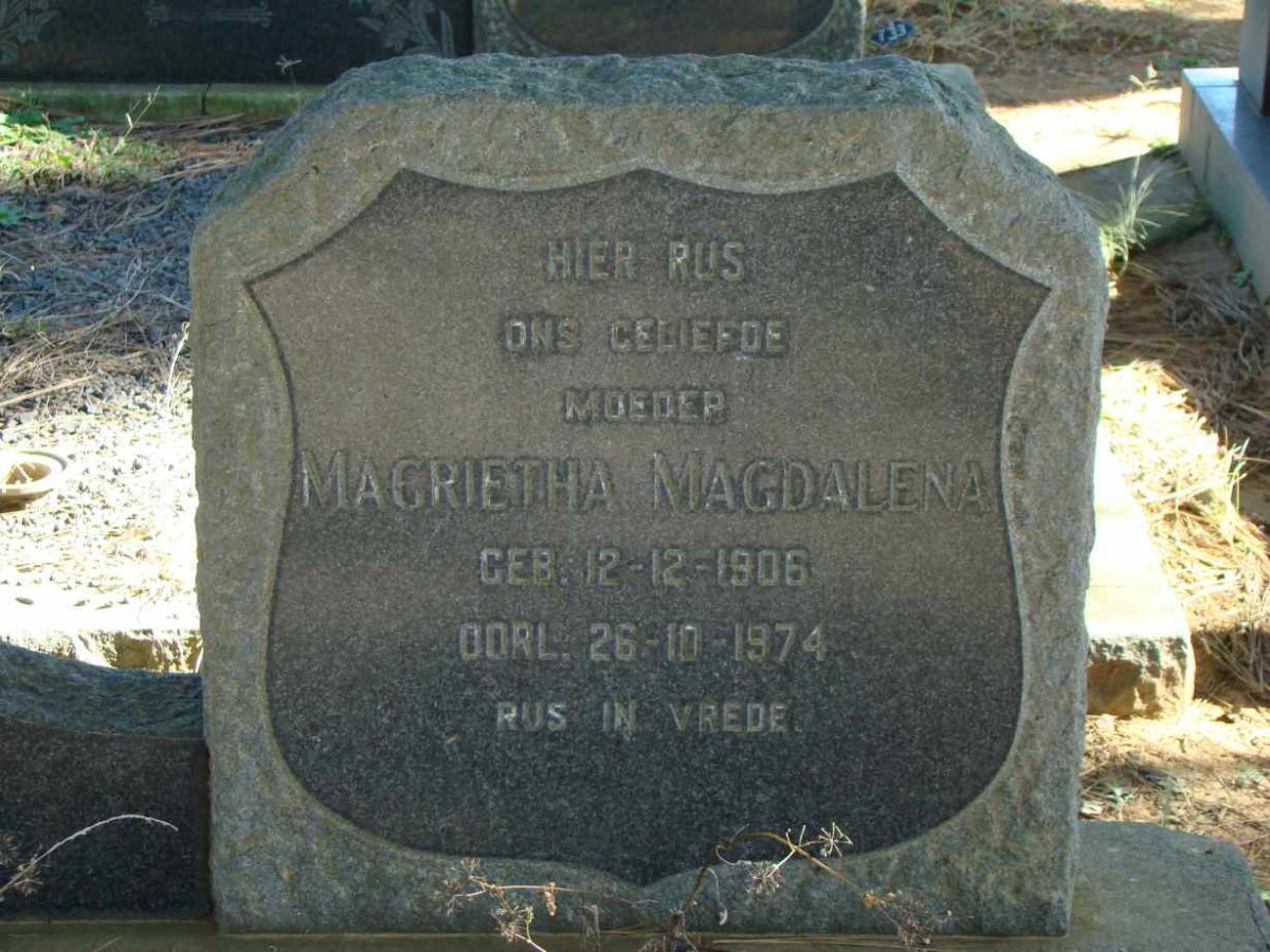 WENTZEL Magrietha Magdalena 1908-1974