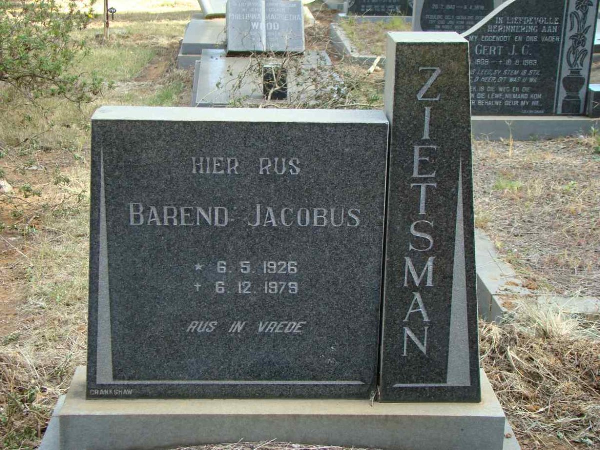 ZIETSMAN Barend Jacobus 1926-1979