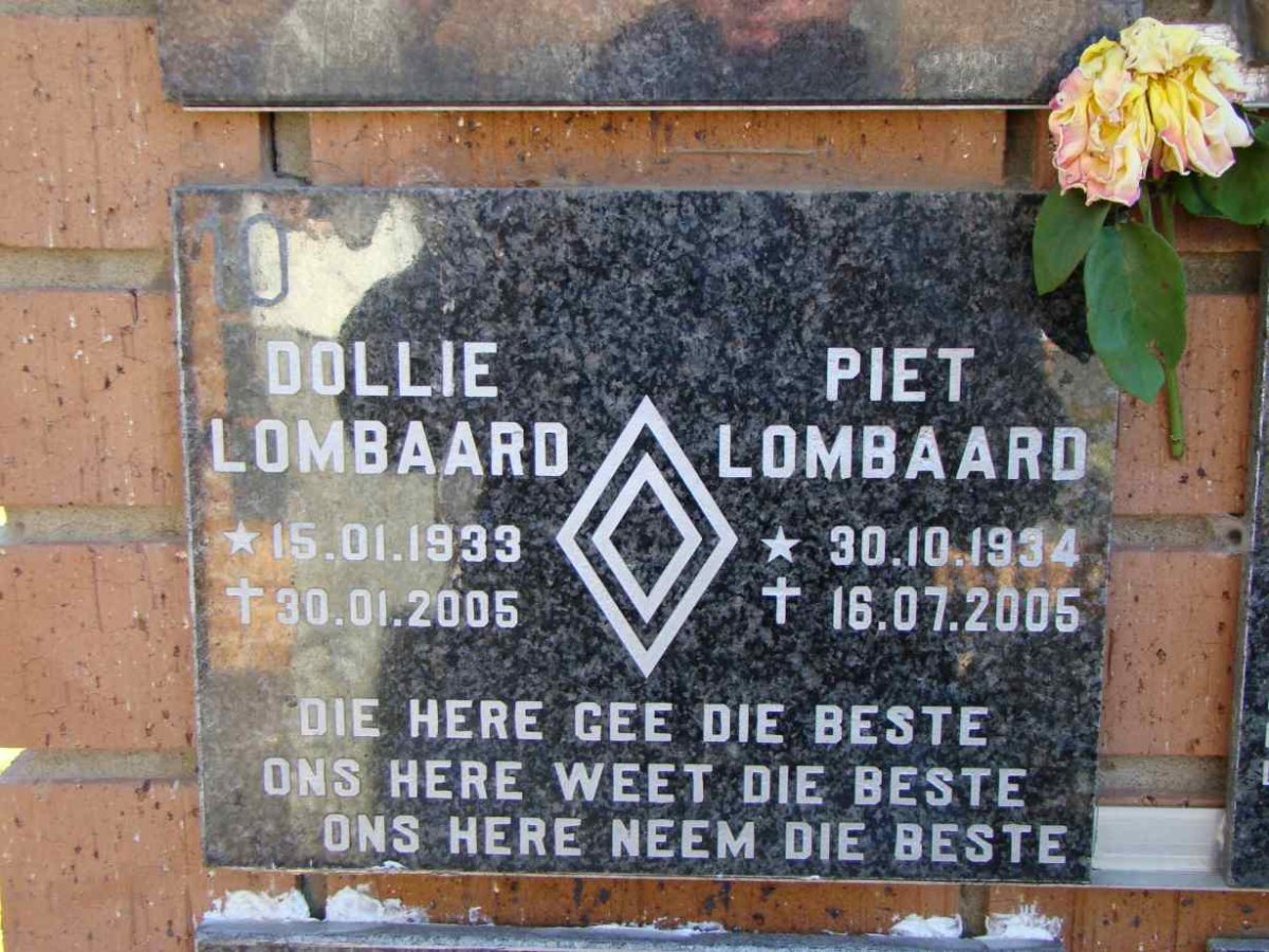 LOMBAARD Piet 1934-2005 &amp; Dollie 1933-2005