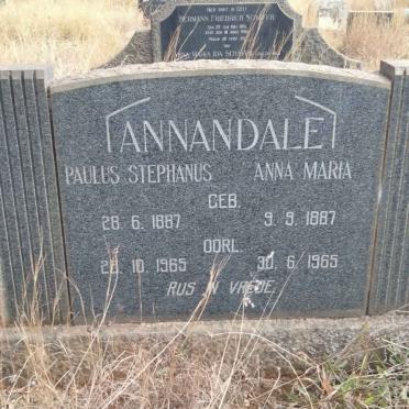 ANNANDALE Paulus Stephanus 1887-1965 & Anna Maria 1887-1965