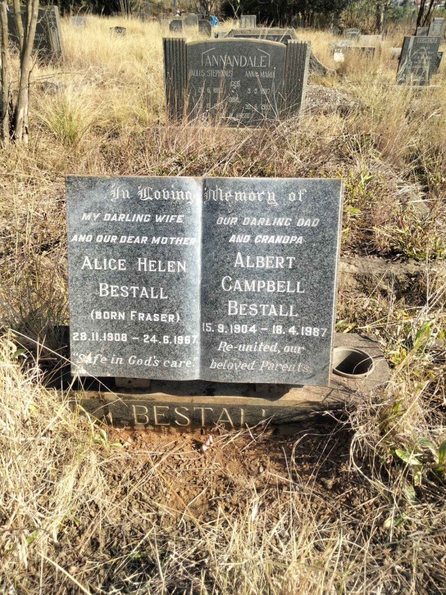 BESTALL Albert Campbell 1904-1987 & Alice Helen, nee FRASER 1908-1967