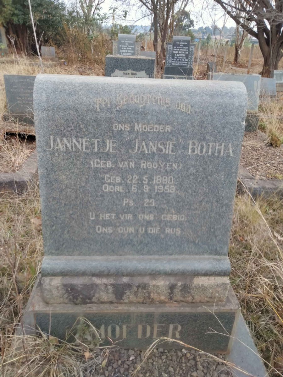 BOTHA Jannetje Jansie nee VAN ROOYEN 1880-1958