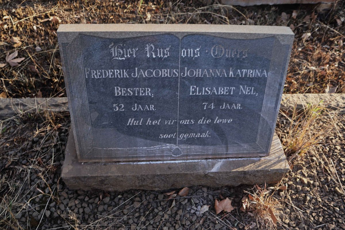 BESTER Frederik Jacobus & Johanna Katrina Elisabet NEL