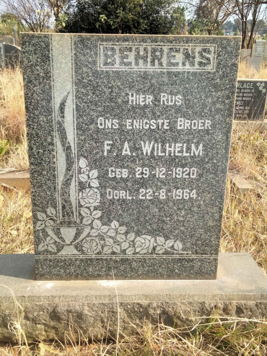 BEHRENS F.A. Wilhelm 1920-1964