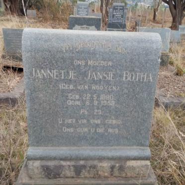 BOTHA Jannetje Jansie nee VAN ROOYEN 1880-1958