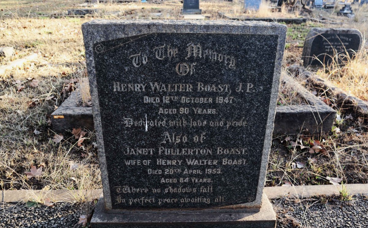 BOAST Henry Walter J.P. -1947 & Janet Fullerton -1953