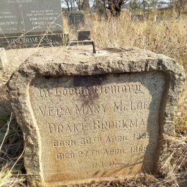 BROCKMAN Vera Mary McCloed, DRAKE- 1899-1965