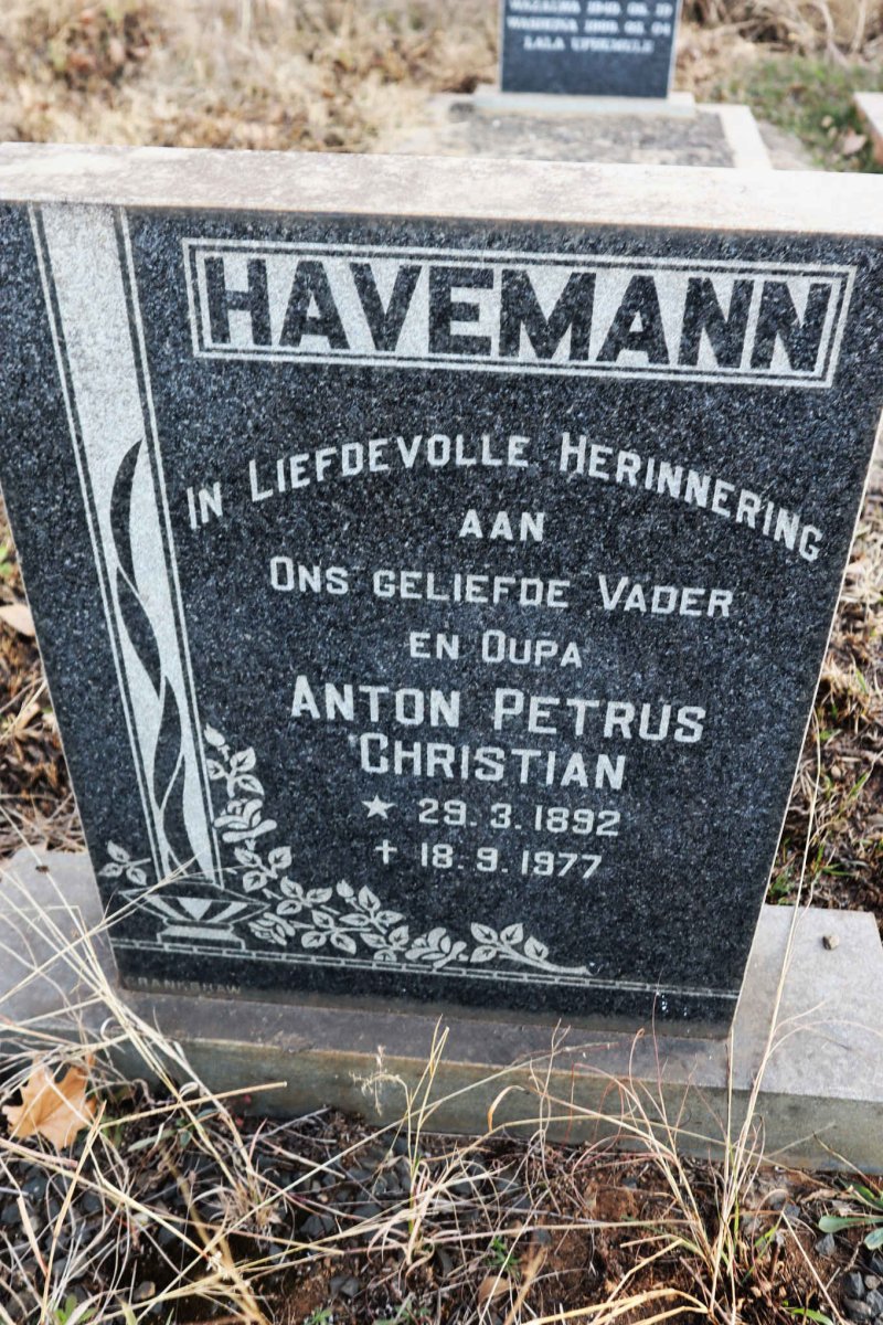 HAVEMANN Anton Petrus Christian 1892-1977