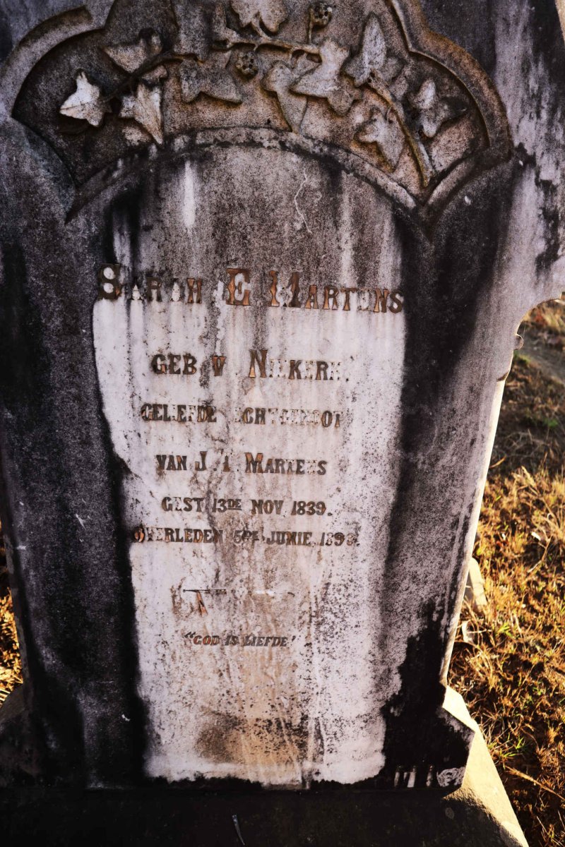 MARTENS Sarah E. nee VAN NIEKERK 1839-1893